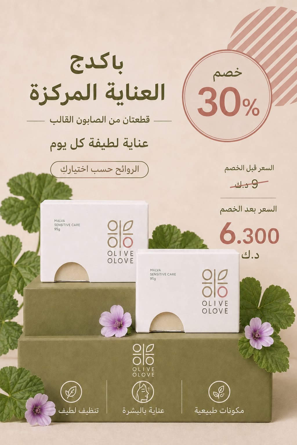 باكدج العناية المركزة — قطعتان من الصابون البلدي